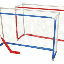 Jaypro Floor Hockey Goal With Net, 48 X 72 X 20, Set Of 2, Red And Blue
