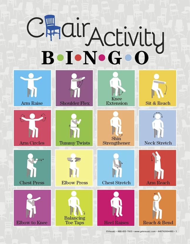 Visualz Express Chair Activity Bingo, Sit Down Exercises 3 Visualz Express Chair Activity Bingo, Sit Down Exercises