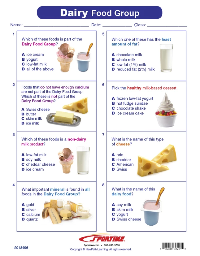 Sportime Dairy Food Group Visual Learning Guide, 4 Pages, Grades 1 To 4 6 Sportime Dairy Food Group Visual Learning Guide, 4 Pages, Grades 1 To 4 - Image 4
