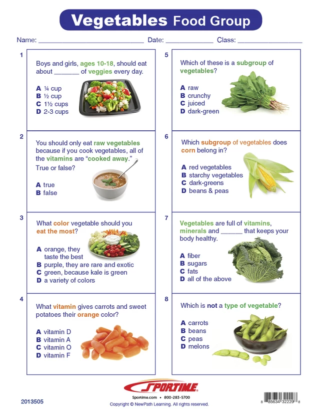 Sportime Vegetables Food Group Visual Learning Guide, 4 Pages, Grades 5 To 9 5 Sportime Vegetables Food Group Visual Learning Guide, 4 Pages, Grades 5 To 9 - Image 3