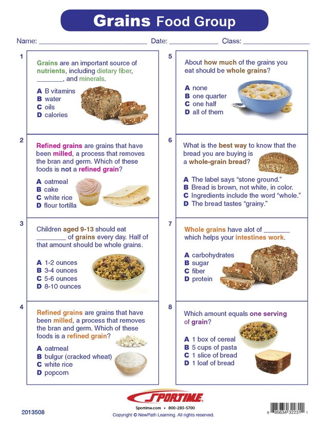 Sportime Grains Food Group Visual Learning Guide, 4 Pages, Grades 5 To 9 5 Sportime Grains Food Group Visual Learning Guide, 4 Pages, Grades 5 To 9 - Image 3